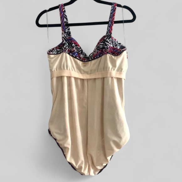 Torrid Retro SlimFix Built Up Bra One Piece Black Red Khaki Size 1 - 14/16 NWOT - Picture 9 of 15